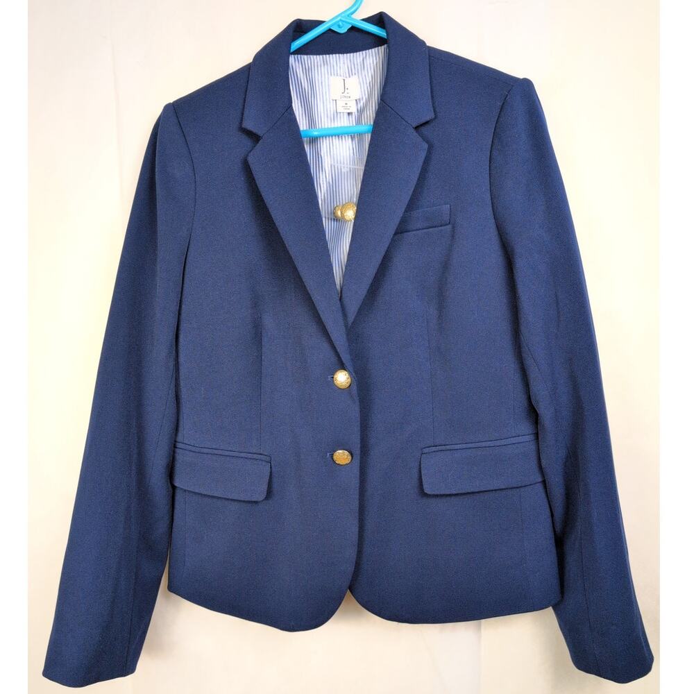 New J.Crew navy blue gold button school boy blazer jacket Sz 8 Preppy Old Money